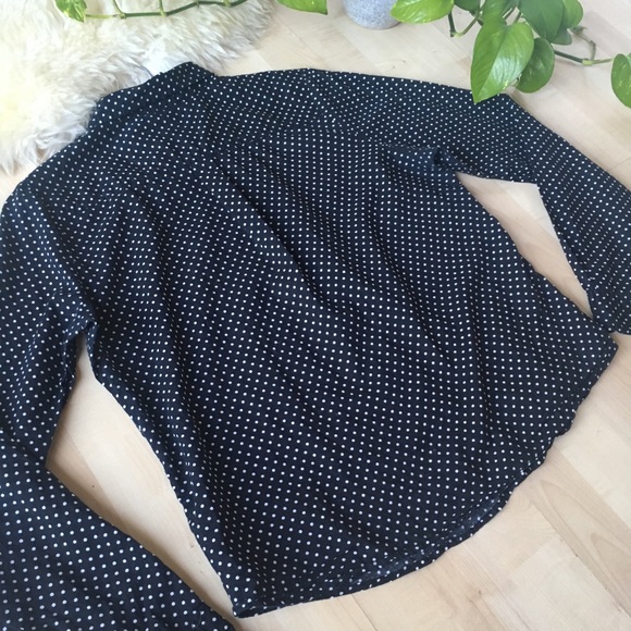 FOREVER 21 Polkadot Collar Long Shirt Black L - Picture 7 of 8